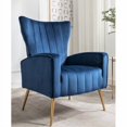 thumbnail image 1 of Silla de acento de terciopelo con patas de metal, sillón tapizado moderno, silla lateral de espalda para salón dormitorio pequeños espacios, 1 of 5