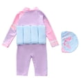 Byoo Toddler Girls Print Float Swimsuit with Swim Cap Long Sleeve ...
