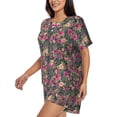 thumbnail image 2 of Fotbe Rose Mix Leopard Print Pajama Set for Women 2 Piece Loungewear Short Sleeve Tops and Shorts Set Soft Sleepwear-X-Large, 2 of 7
