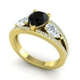 thumbnail image 2 of Diamond-Capitals 2.00 Carat Sparkle Pear Cut Black Onyx Gemstone & Natural Diamond Three Stone Ring for Anniversary Gift 18K Yellow Gold Size 10, 2 of 8