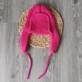 thumbnail image 7 of XIAOCHA Rib‑Knit Earflap Beanie for Women Solid Outdoor Fall‑Winter Headwrap,Hot Pink, 7 of 7
