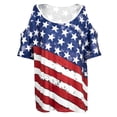 thumbnail image 5 of KimSoong Women Plus Size Cold Shoulder American Flag T-Shirt 4th of July Tee USA Flag Print Shirt 250 Years Patriotic Tee Tops, 5 of 7