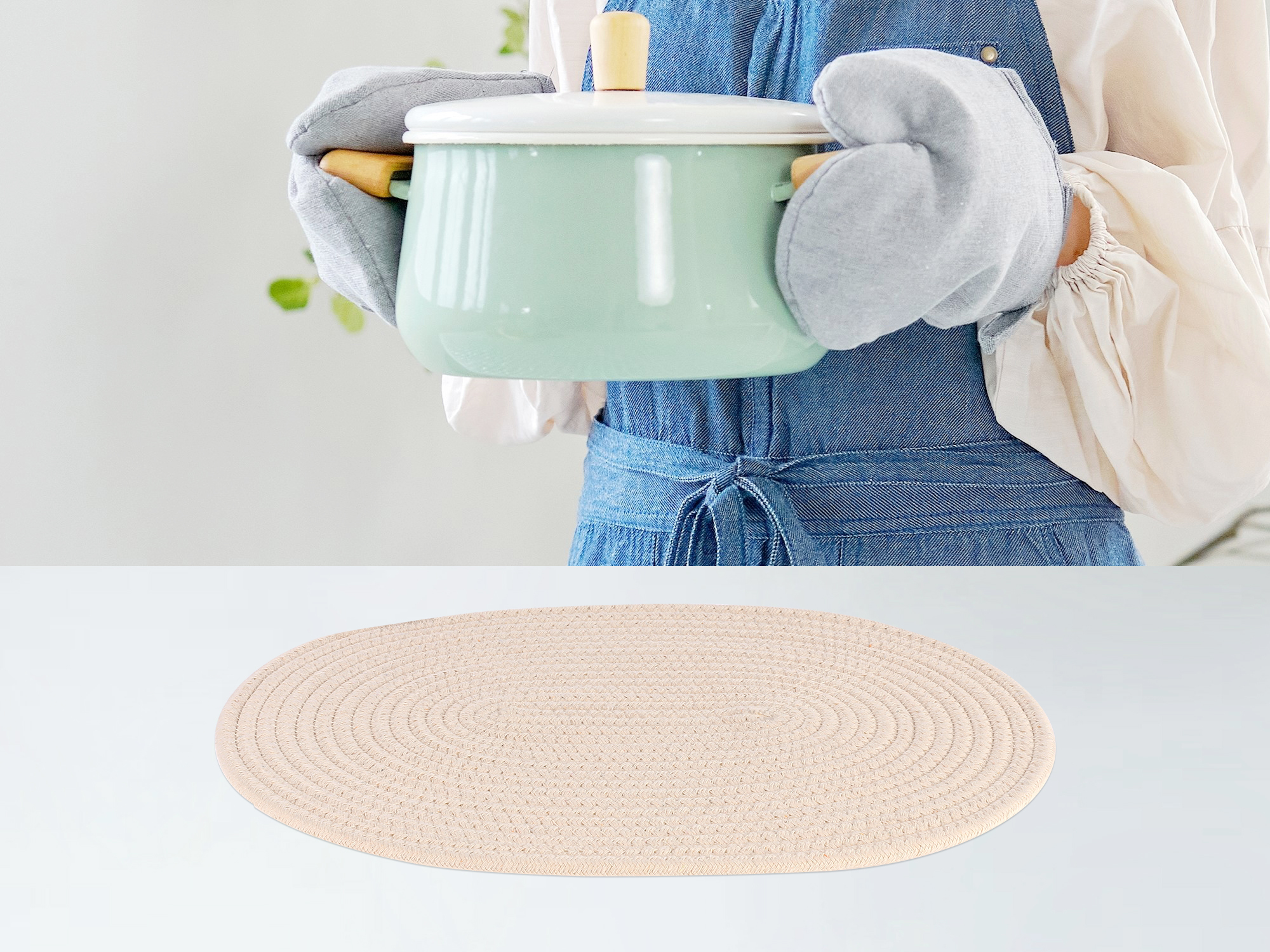 Unique Bargains Set of 4 Cotton Rope Placemats for Dining Table Decor Table Mat Khaki