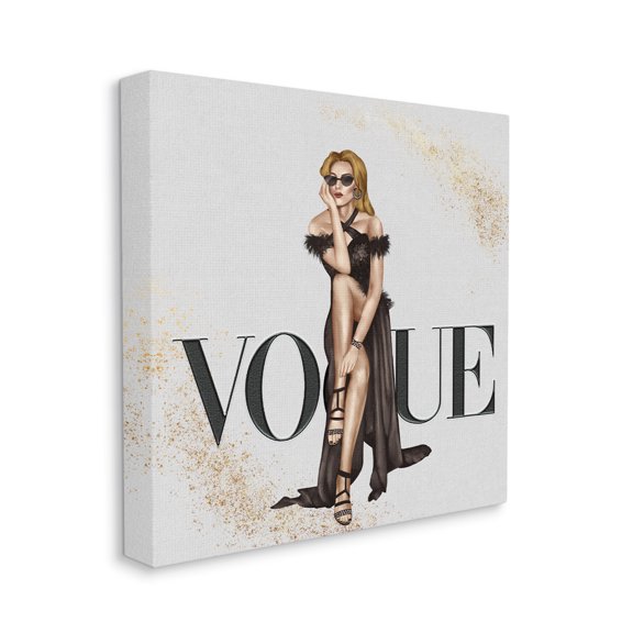 Stupell Industries Female Fashionista Black Dress Designer Brand Canvas Wall Art by Ziwei Li