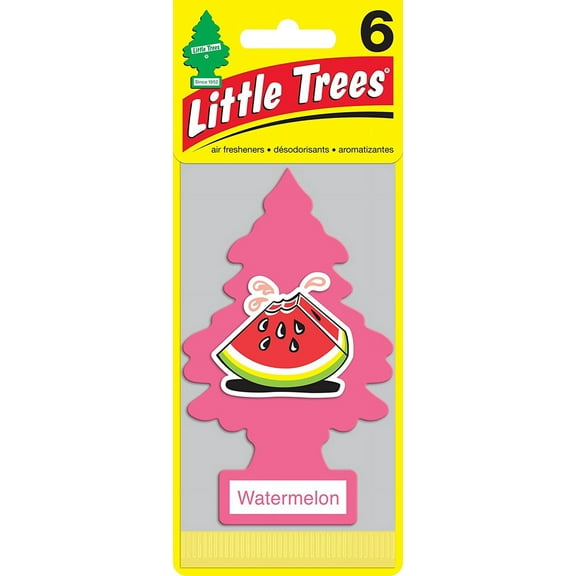Little Trees Cardboard Hanging Car, Home & Office Air Freshener, Watermelon (Pack of 6)