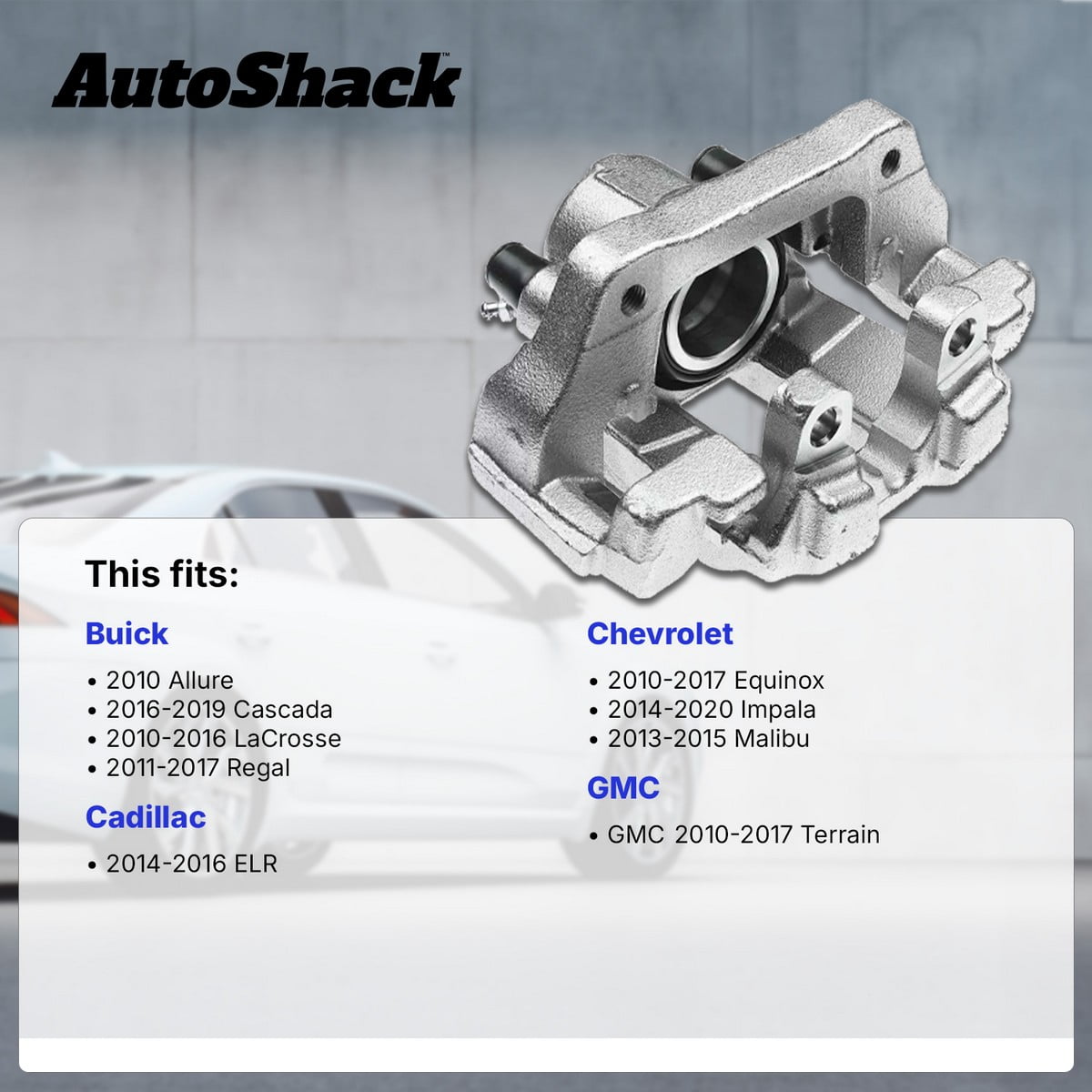 AutoShack Front Brake Caliper for Chevrolet, GMC & Buick, Equinox 2010-2017 Terrain 2010-2017 Malibu 2013-2015 Impala 2014-2020 LaCrosse 2010-2016, AWD FWD L4 2.0L 2.4L 2.5L V6 3.0L 3.6L, Right