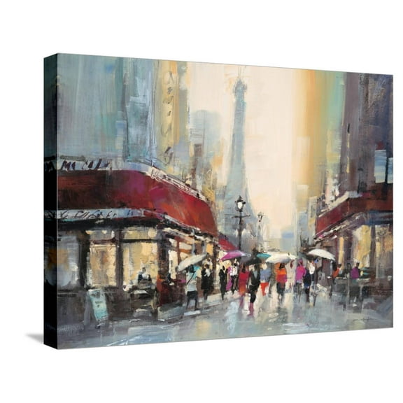 Art.com Paris Boulevard Stretched Canvas Print Wall Art by Brent Heighton, 24" x 18"