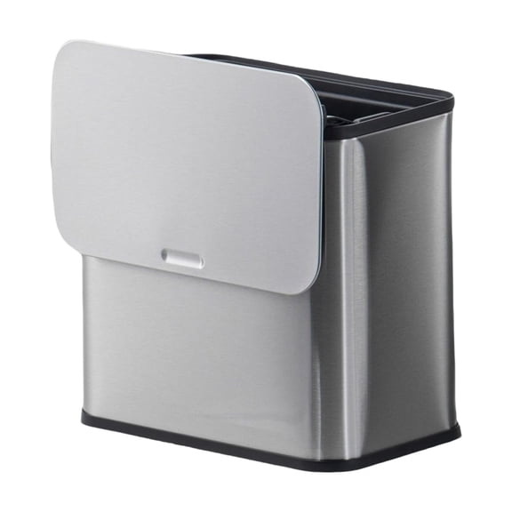 1.3 Gal Hanging Trash Can with Lid, Stainless Steel Kitchen Compost Bin with Inner Bucket and Charcoal Filter for Countertop or Under Sink, Wall Mounted Waste Bin for Cupboard/Bathroom