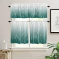 thumbnail image 2 of Turquoise White Ombre Kitchen Curtains and Valances Set, Rod Pocket Curtains Tier Farmhouse Window Curtains 24 Inch Length, Contemporary Aesthetics Abstract Gradient 3 Piece Kitchen Curtains Set, 2 of 6