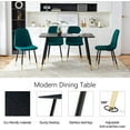 thumbnail image 4 of NORDICANA Dining Table Set for 4,5 PCS Home Kitchen Table with Chair for 4,Durable MDF Table Oblong and 4 Armless Dining Chairs Upholstered Velvet with Metal Legs for Home,Restaurant, 4 of 7