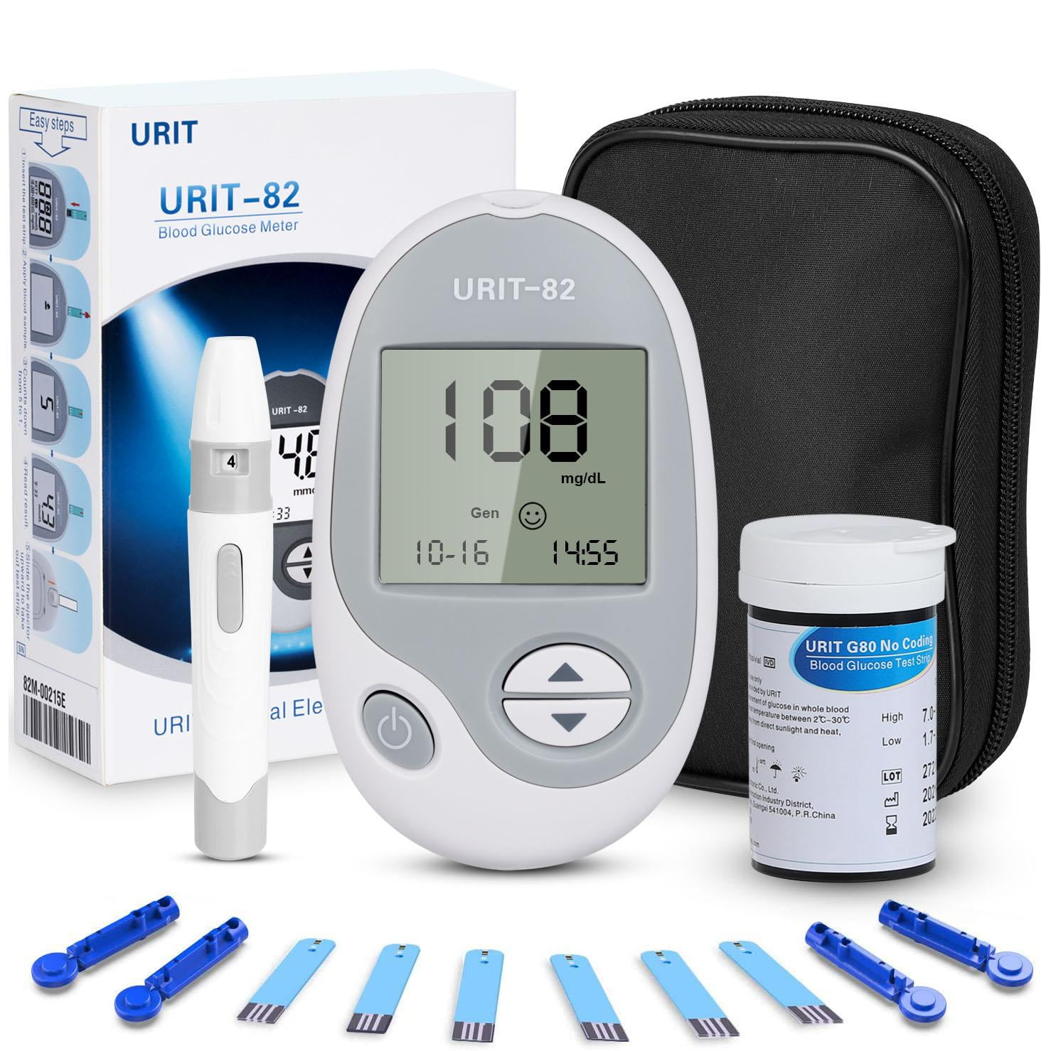 Glucose Meter, Blood Sugar Kit, Diabetes Testing Kit, High-Tech Diabetes Blood Glucose Meter with 50 Test Strips, Lancing Device, No Coding -