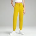 thumbnail image 2 of WTOBBY Women's High Waisted Joggers with Pockets, Tapered Leg Drawstring Lightweight Sweatpants for Athletic and Casual Activities,Yellow S, 2 of 5