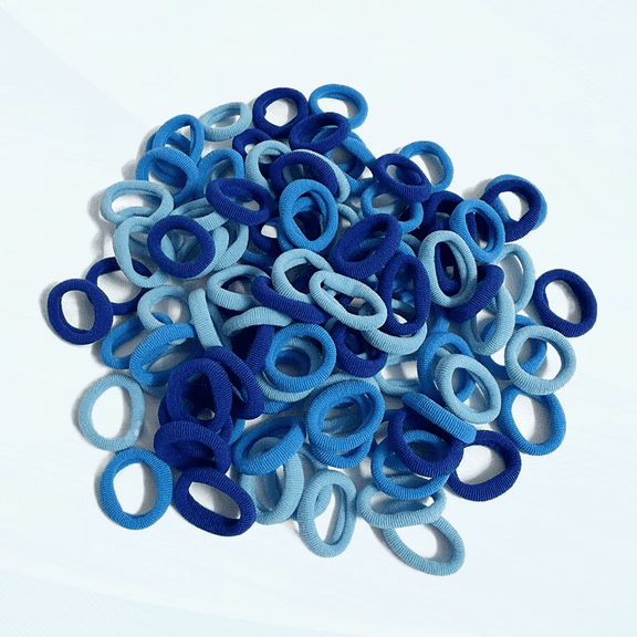 100Pcs Seamless Cotton Hair Ties for Toddler Girls Elastics Hair Ties No Damage Diameter 1 inch Ponytail Holders Baby Thin Hair Blue