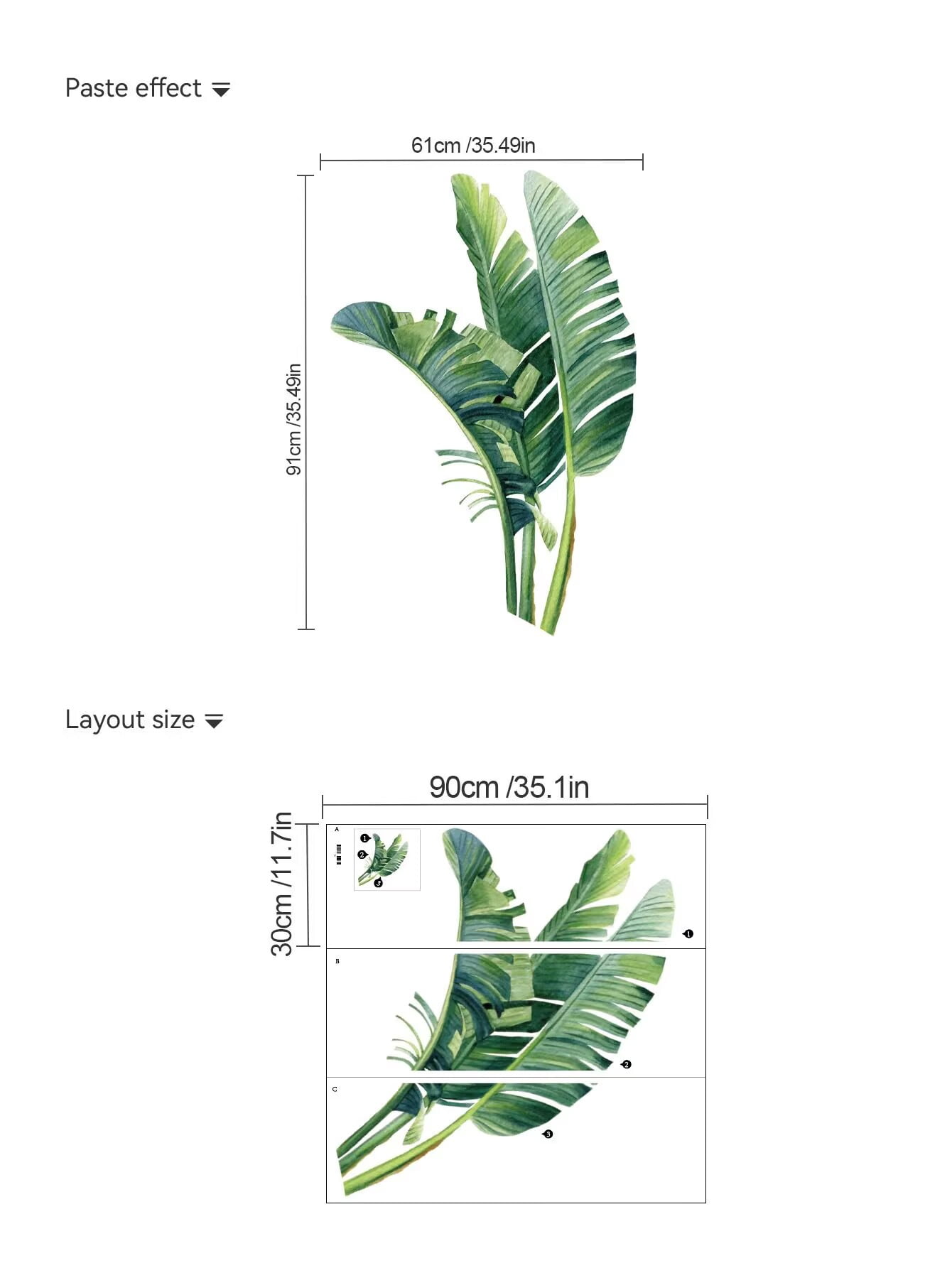 Leaf plants Wall Decals, Tree Wall Stickers Large Tree Wall Decals Peel and Stick Green Trees Wall Decals Christmas Tree Wall Stickers Forest Tree Wall Stickers for Nursery Bedroom Kids Room Decor