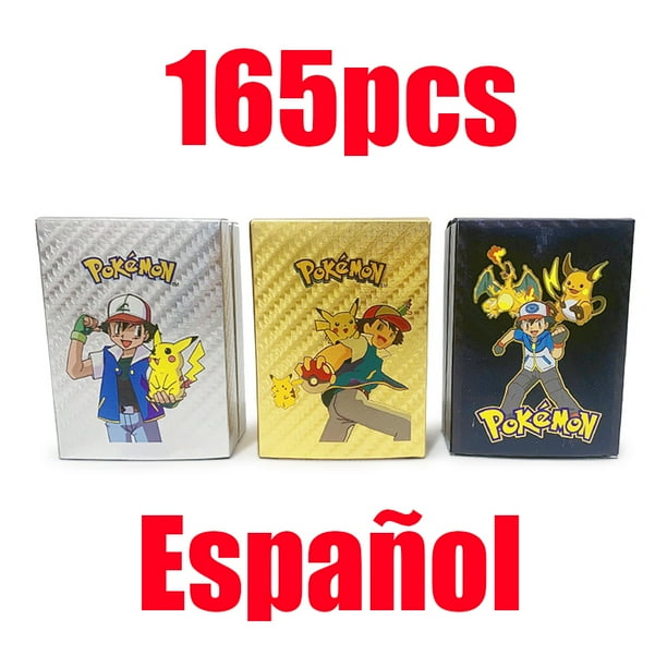 Tarjetas de papel de aluminio dorado de Pokémon, tarjetas VSTAR VMAX EX GX de 165 piezas, inglés, francés, alemán, español, Charizard, Pikachu, Arceus, color