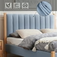 thumbnail image 6 of Queen Size Platform Bed Frame with Linen Upholstered Headboard, Strong Metal & Wooden Slats Support, Heavy Duty Feet, No Box Spring Needed/Noise-Free/Easy Assembly, Eco Friendly Packaging, Light Blue, 6 of 7