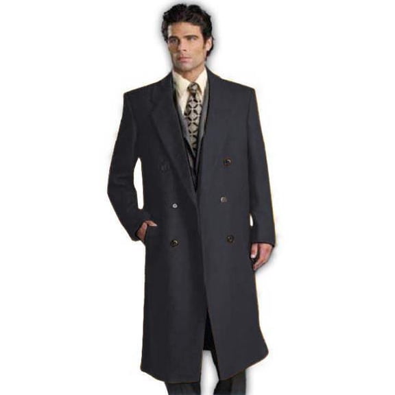 DBCoat Men's Wool Long Designer Men's Wool Men's Peacoat Sale Double Breasted Overcoat Style Full Length Charcoal