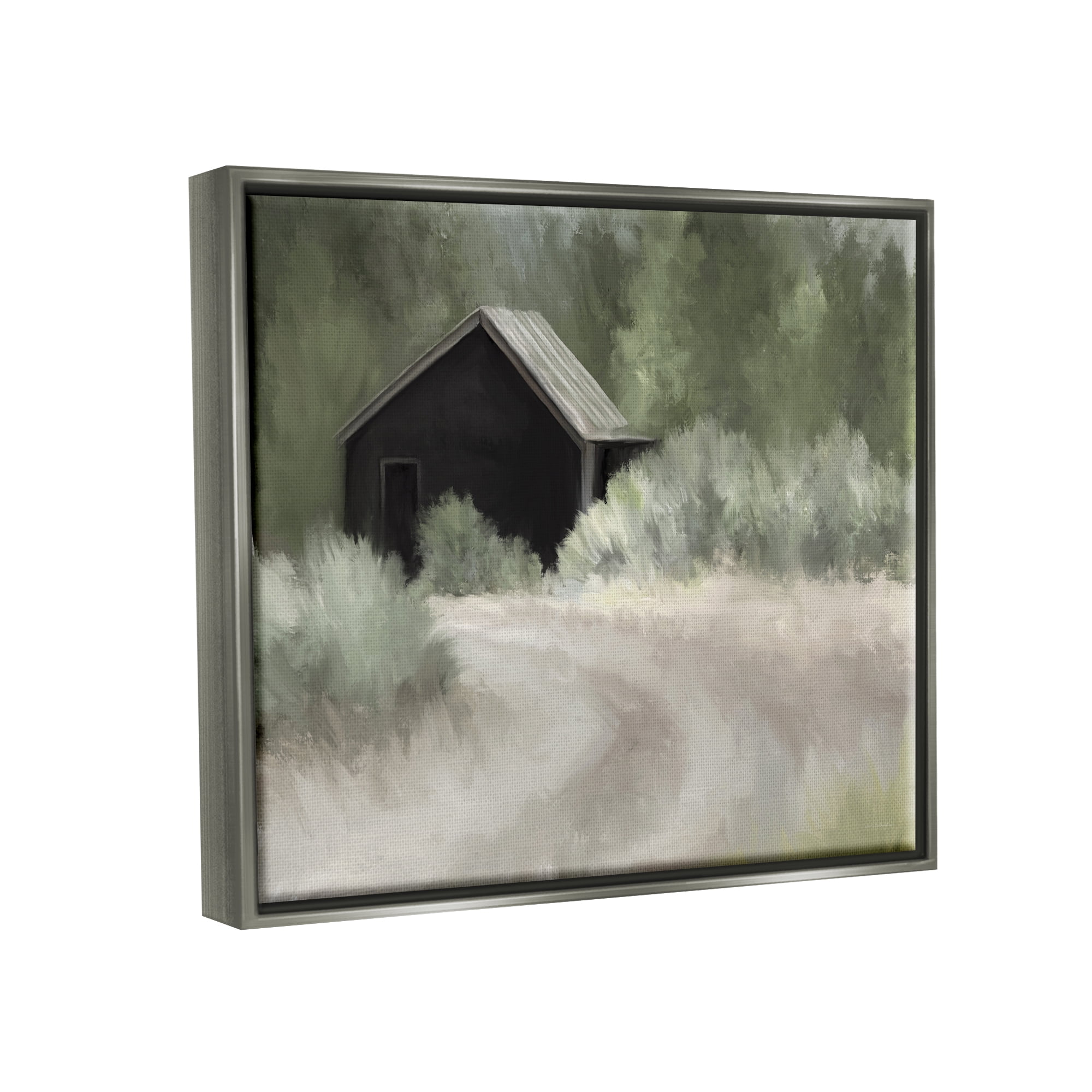 Stupell Rural Cabin Countryside Trail Landscape Painting Gray Floater Framed Art Print Wall Art