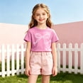 thumbnail image 2 of Bainana Girls T Shirts Bowknot Print Short Sleeve Graphic Tees Comfortable Casual Kids Outdoor Play Crew Neck Tshirts Size 1-14 Years, 2 of 4