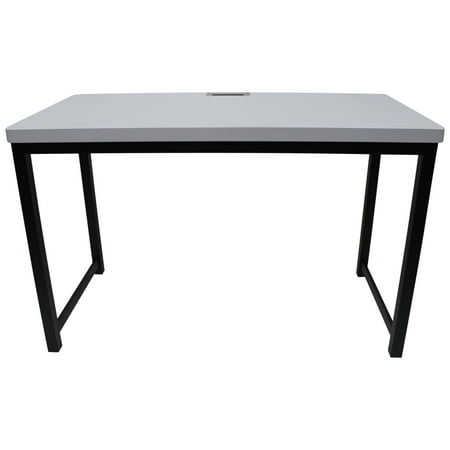 (Incomplete, only base) eHemco Office Computer Desk in Light Gray Top and Metal Frame Base in Black  30 Inches Height