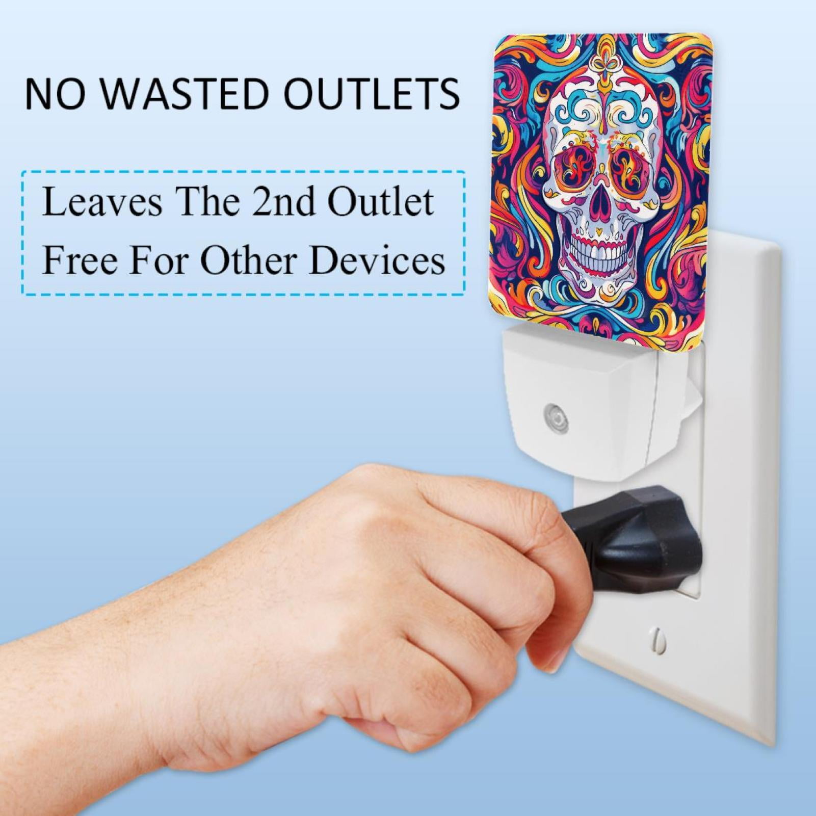 PhooArto Colorful Skull Pattern Plug in LED Night Light Auto Sensor Dusk to Dawn Decorative Night for Bedroom, Bathroom, Kitchen, Hallway, Stairs, Baby's Room, Energy Saving