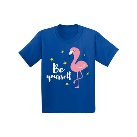 Awkward Styles Be Yourself Toddler Shirt Cute Summer Shirt for Kids Pink Flamingo T Shirt for Boys Pink Flamingo Shirts for Girls Lovely Flamingo T-Shirt for Children Summer Gifts for Little