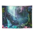 thumbnail image 5 of BCIIG  Enchanted Forest Tapestry Magic Trees Waterfall Flower Mushroom Fantasy World Tapestries Fairy Tale Wall Blankets Flannel Aesthetic Decoration for Living Room Bedroom, 5 of 6