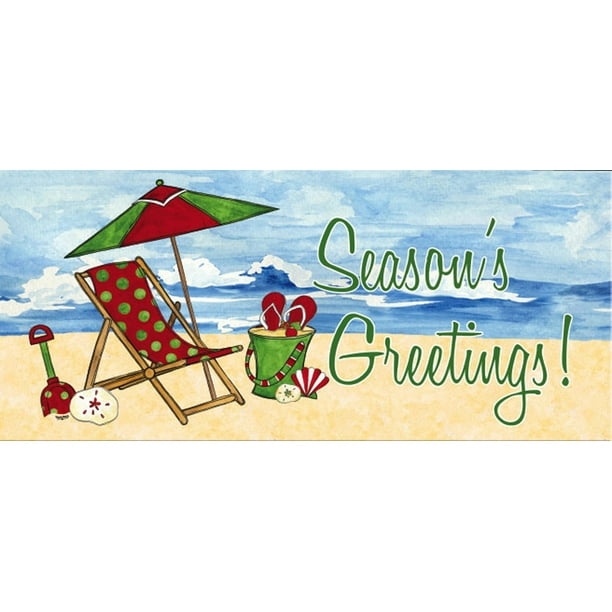 Evergreen Beachy Christmas Decorative Mat Insert, 10 x 22 inches