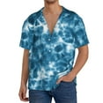 thumbnail image 1 of Fotbe Blue Tie Dye Camisa Estampada de Manga Corta para Hombre, Casual de Verano, Estilo Playero, Sin Arrugas-Large, 1 of 5