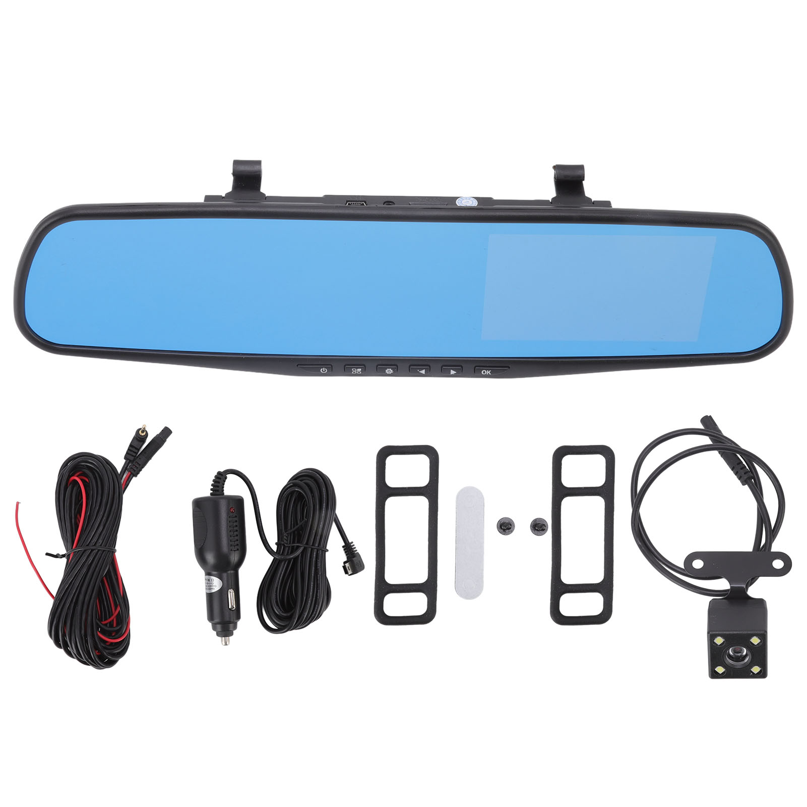 Ccdes Rearview Mirror Monitor,Rearview Mirror DVR,Rearview Mirror Dash Cam 4.3in  Screen 1080p Loop Recording Built In G Sensor Parking Monitoring For Car 