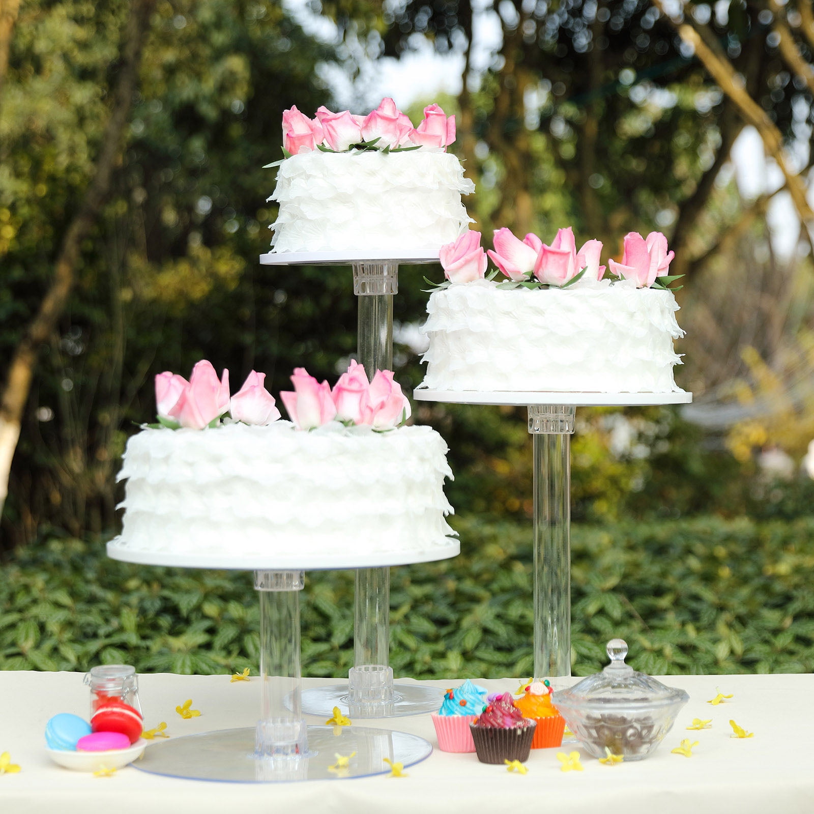 Four Tier Clear Acrylic Flower Design Wedding & Party Cake Stand