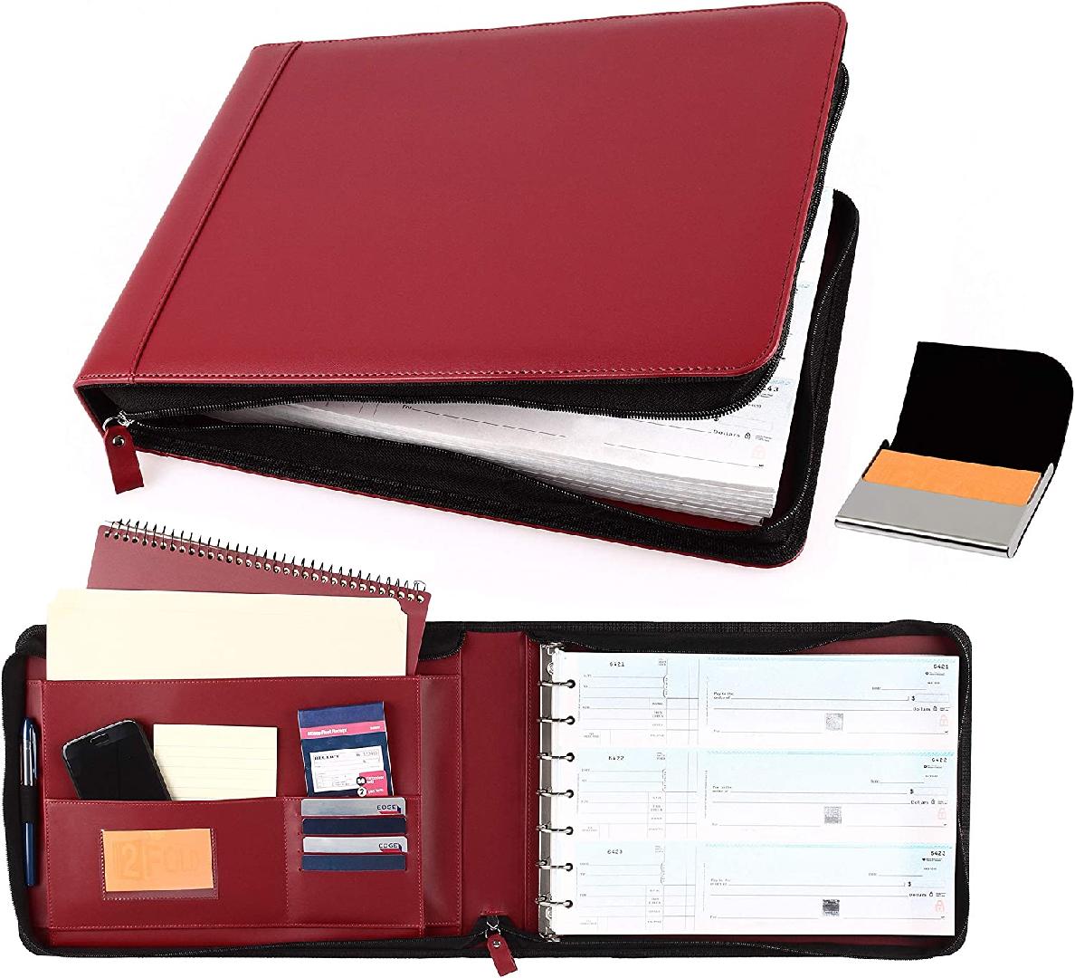 Zippered Business Check Binder 7 Ring for 3Up Business Size Checks