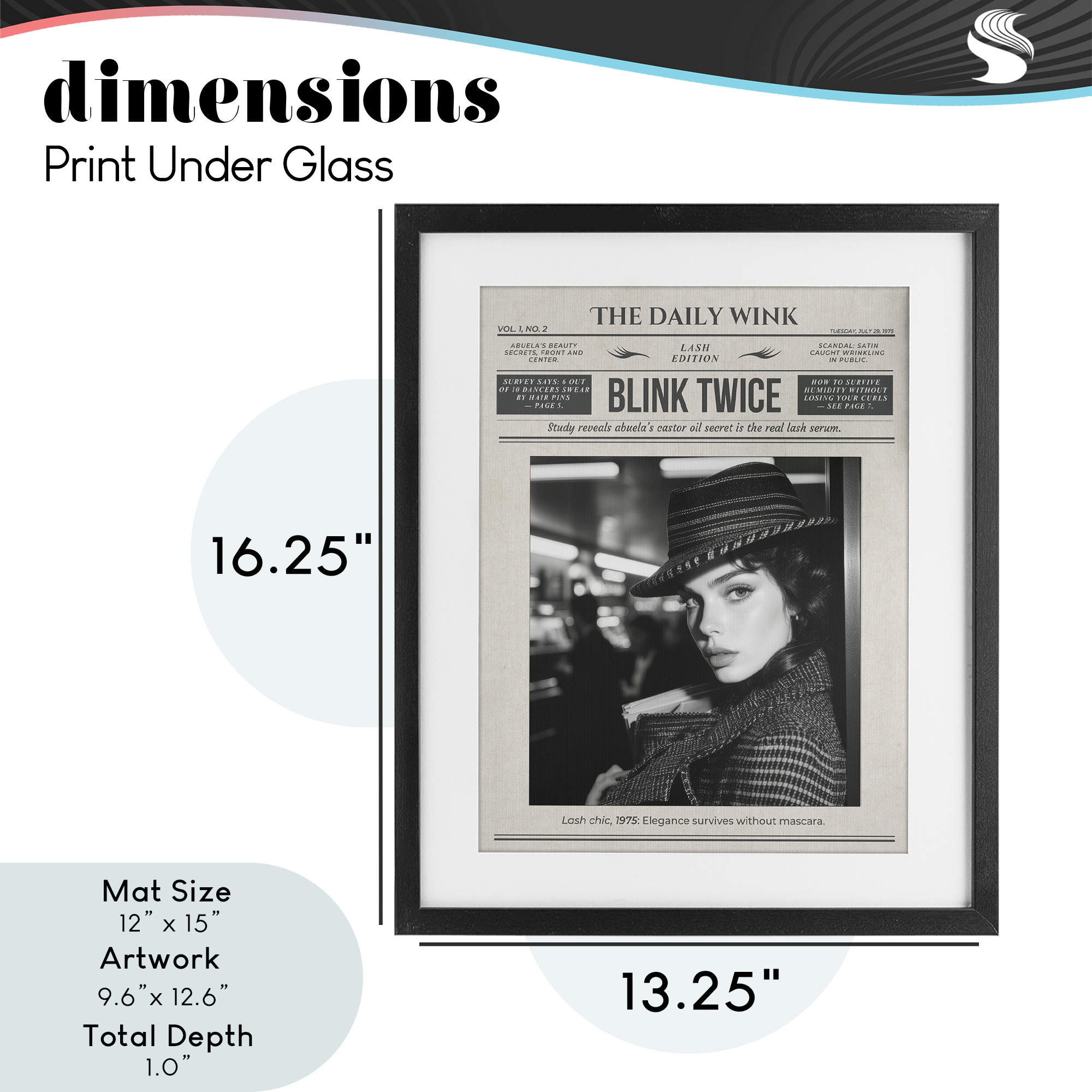 The Daily Wink Magazine Black Framed Print Under Glass, design by A Barefoot Stylist