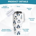 thumbnail image 4 of 30 oz Tumbler With Handle Stainless Steel Insulated Tumbler With Lid for Car Cup Holder Various Poses Penguin Patterns, 4 of 9