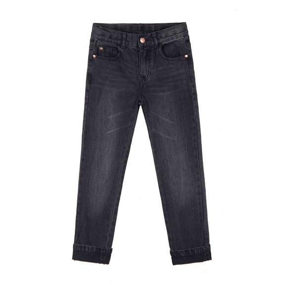 Bienzoe Pantalon Denim Taille Ajustable en Coton Garçon Jeans Noir 8