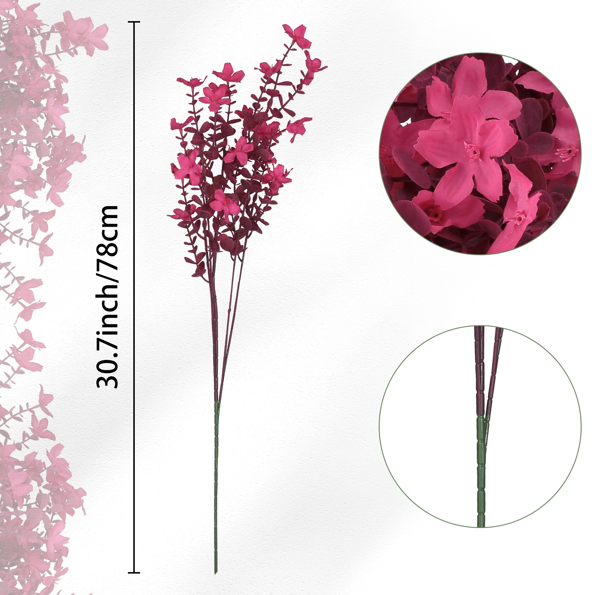 Unique Bargains 6 Bundles of Artificial Jasmine Flowers Fake Flowers with Stems Rose Red