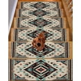 thumbnail image 2 of Stair Treads for Wooden Steps,Boho Red Teal Brown Peel and Stick Stair Treads with Reusable Adhesive,Southwestern Retro Geometric Non Slip Indoor Stairs Runner Rugs Mats for Elders Dogs 8"x30" 15PCS, 2 of 7