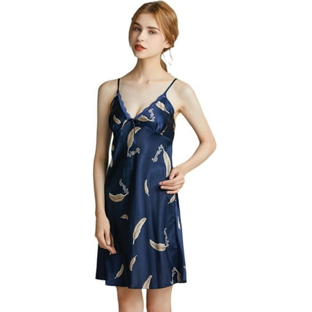 

EFINNY Women Sleepwear Sexy Lingerie Nightgown Lace Chemise Satin Slip Silk Negligee V Neck Sleepdress