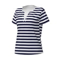 thumbnail image 2 of Naloa Navy Blue And White Stripes Print T-Shirts Short Sleeve V Neck Tees for Women Fashion Tops Trendy Lightweight Soft Casual Summer Outfits Clothes, 2 of 5