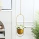 thumbnail image 4 of Soporte colgante de hierro forjado para flores | Jardinera de techo y pared para interiores de metal dorado | Alturas de cuerda ajustables | Decoración de arte moderno para el hogar | 39,3 x 5,7 x, 4 of 5