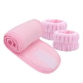 thumbnail image 2 of Juego de 3 diademas y muñequeras para lavado facial con fuerte absorción de agua. Rosa, 2 of 9
