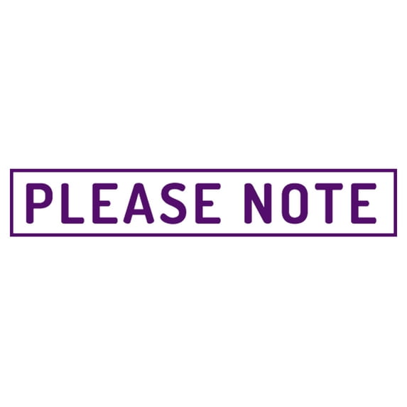 Printtoo Please Note Self Inking Rubber Stamp Pre-Inked Office Stamp- Home Office Business Stationery, Purple- 42 x 9 mm