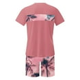 thumbnail image 5 of VBTAPA Men's 2 Piece Outfits Palm Tree Printed Short Sleeve Crewneck T Shirt and Casual Track Shorts Set Summer Vacation Sets Prime Sales of The Day Pink XXXXL, 5 of 6