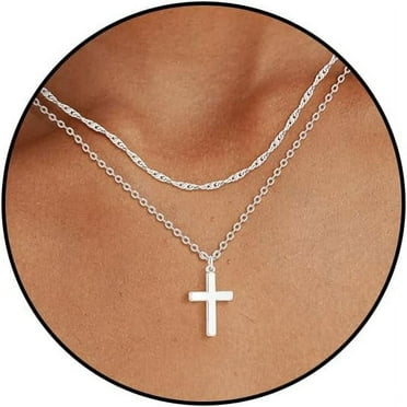 Dainty Sterling Silver Plated Cross Choker Necklace - Elegant Gift Box Included - Perfect for Parties, Christmas, and Special Occasions - Jewelry
