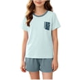 thumbnail image 2 of Amidoa Girls Summer Outfit Sets 2 Piece Graphic T-Shirt Short Sleeve and Shorts Set Kids Clothing Sets Green Size 6, 2 of 5