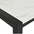 thumbnail image 6 of 6pc Dining Set White Black Faux Marble Top Table Gray Fabric Dining Chair Bench, 6 of 7