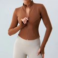 thumbnail image 5 of Camisas de Yoga, Top deportivo de manga larga con cremallera, blusa elástica ajustada sólida para correr para mujer, camiseta atlética para gimnasio, ropa deportiva, 5 of 5