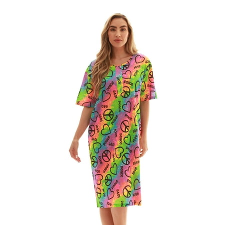 

Just Love Short Sleeve Nightgown Sleep Dress for Women (Medium Tie Dye Peace and Love)