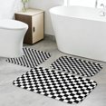 thumbnail image 4 of Black and White Checkered Pattern Bathroom Rug Set 3 Piece,Non-Slip Bath Mat Set with U-Shaped Contour and Runner Soft Absorbent Washable, 4 of 5