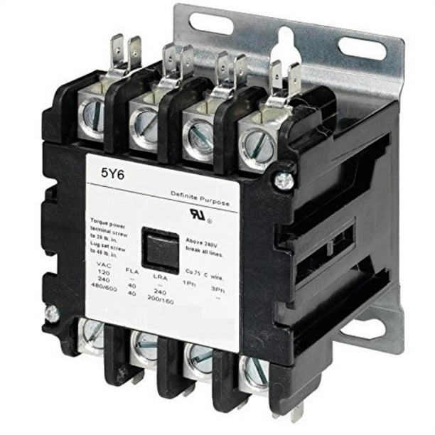 Definite Purpose Contactor Hvac 40 Amp 40a 4 Pole 120 Volt Coil Ul Listed Nema 600v Lighting Ac Walmart Com Walmart Com